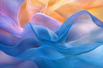 Obraz premium Flowing fabric waves in soft pastel colors create a serene and artistic composition