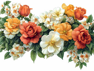 Floral arrangement, roses, and blossoms