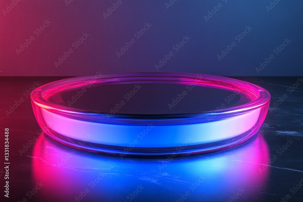 Fototapete circular display stand with gradient lighting in a serene environment