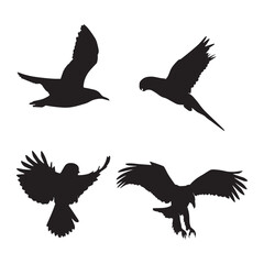 Set of Silhouettes of Birds