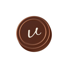 Bright chocolate alpha. Cute colored tasty letter V on white isolated