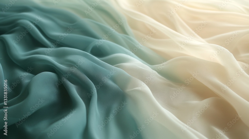 Poster delicate flowing fabric shows smooth color gradients and wave patterns