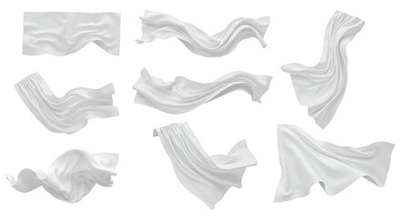 Elegant White Fabric Drapes Flowing Silky Soft Texture Seamless Design Elements 3d art wave grey    