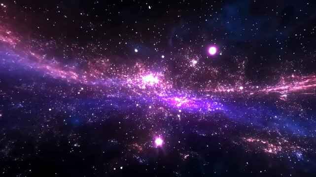 Vibrant cosmic view showcasing colorful galaxies and bright stars in the vastness of space