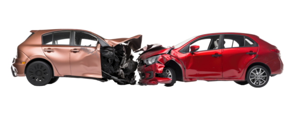 two cars accident on transparent background