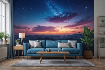 Twilight Sky Murmur: Engaging Canvas Backdrop with Aesthetic Colors for Home Decor