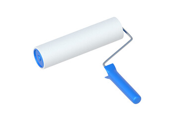 One paint roller isolated on white background. 3d render