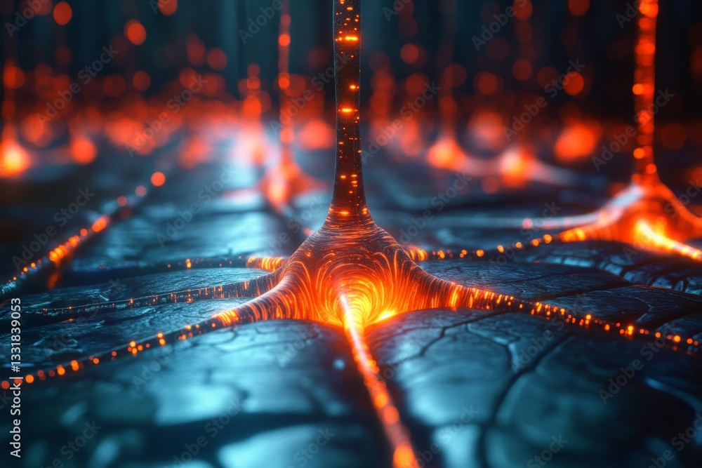 Poster intricate network of glowing neural connections in an abstract digital landscape