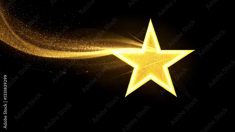 Poster golden star trailing sparkling dust creates a magical effect in a dark space during an artistic disp