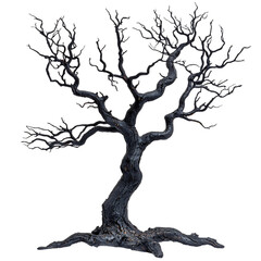 Charred Tree with No Leaves Isolated on Transparent Background