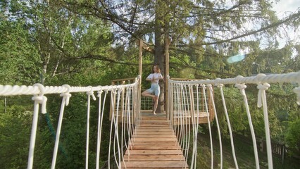 The Suspended Treehouse Bridge, Beautifully Surrounded by Lush Nature and Wildlife