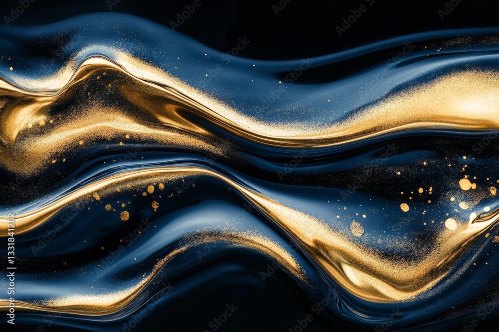 Aufkleber golden waves of color undulating gracefully on a dark background evoke a sense of fluid motion and e