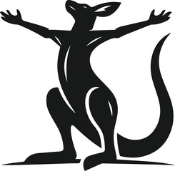 Kangaroo spreading its arms wide in excitement vector silhouette