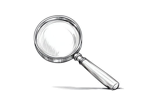 isolated transparent Background. line icon of magnifying glass representing search and exploration