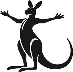 Kangaroo spreading its arms wide in excitement vector silhouette