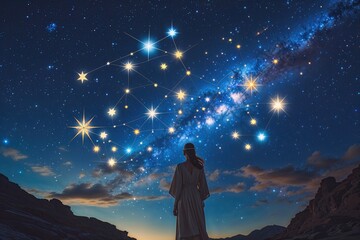 Fototapeta premium Divine Connections Among Stars in the Celestial Night Sky