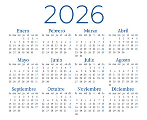 Calendar 2026 in Spanish. Week starts on Monday.