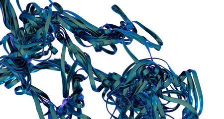 Abstract 3D Metallic Blue Ribbons