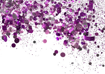 Festive purple confetti falling on white. Perfect for party invitations, celebrations, and more.