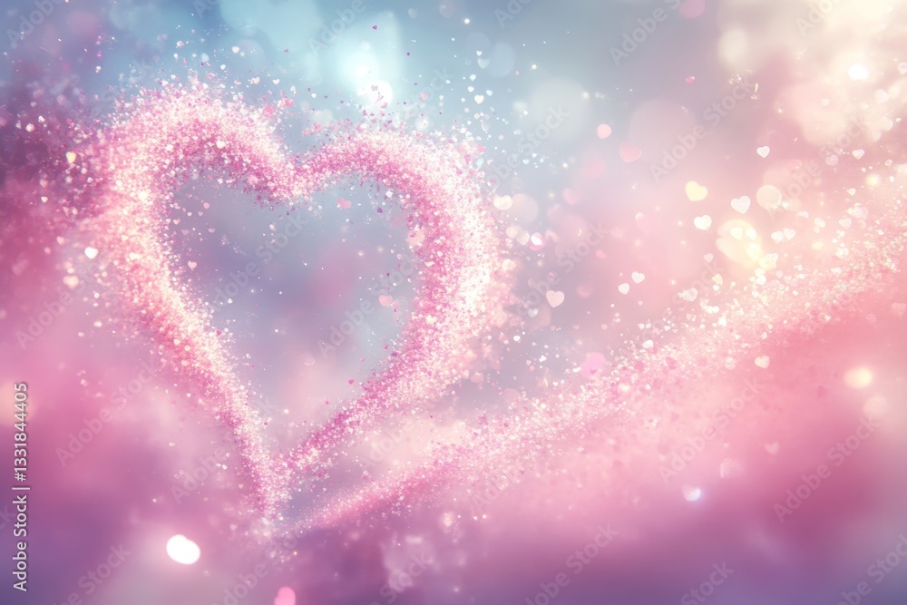 Aufkleber heart-shaped sparkles create a whimsical atmosphere with soft pastel colors during a romantic celebr
