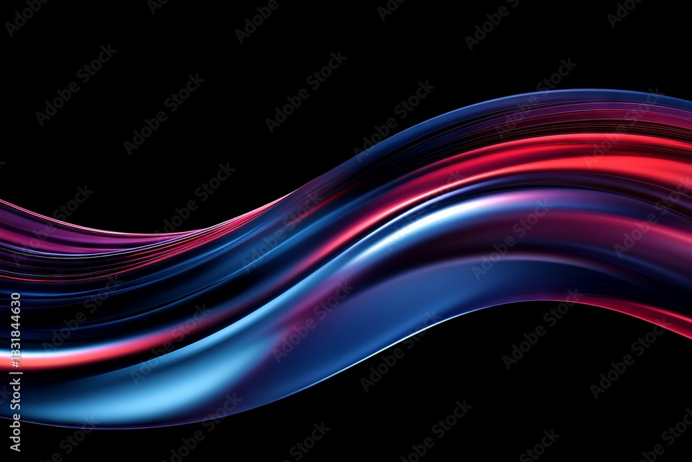 Poster Flowing waves of vibrant colors create a dynamic visual effect against a dark background