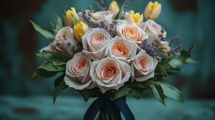 Pastel Bouquet of Roses and Tulips (4)
