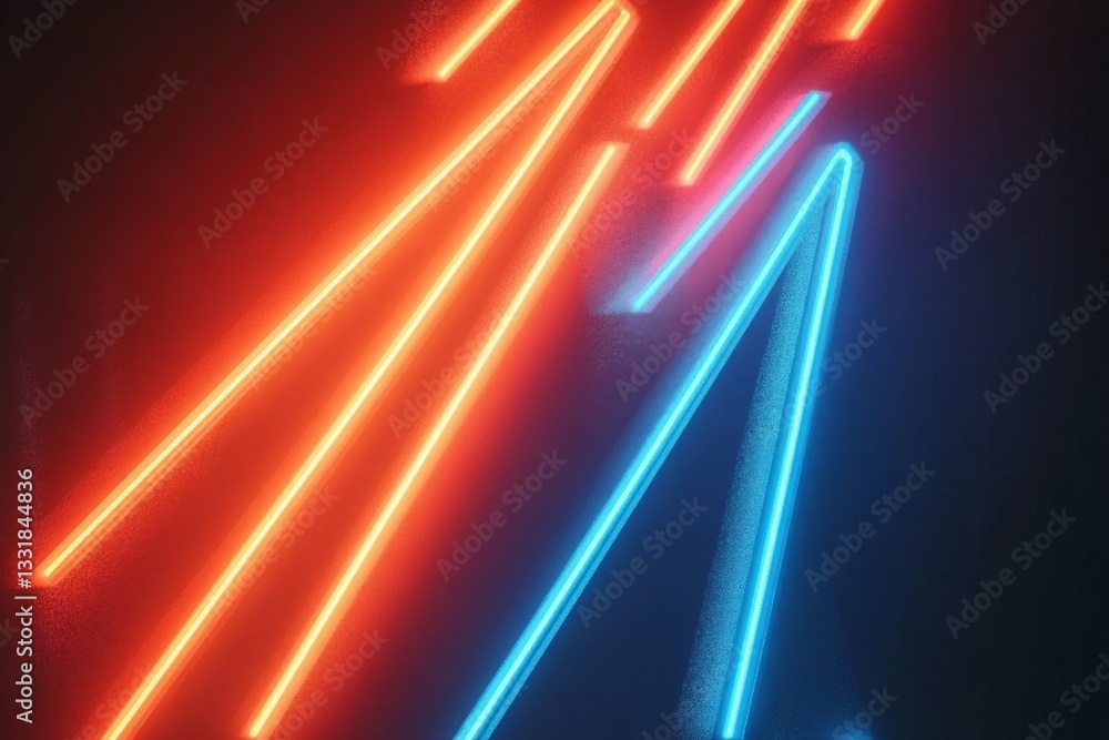 Poster Neon lights create dynamic patterns in a dark environment showcasing vibrant colors and modern aesthetics