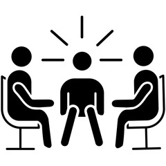 Business Meeting Discussion Icon with Transparent Background – Teamwork Collaboration, Corporate Strategy, Professional Communication, Vector Illustration