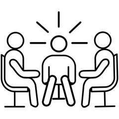 Business Meeting Discussion Icon with Transparent Background – Teamwork Collaboration, Corporate Strategy, Professional Communication, Vector Illustration
