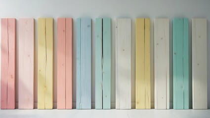 A row of wooden boards with different colors.