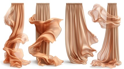 Flowing Beige Curtains, Studio Shot
