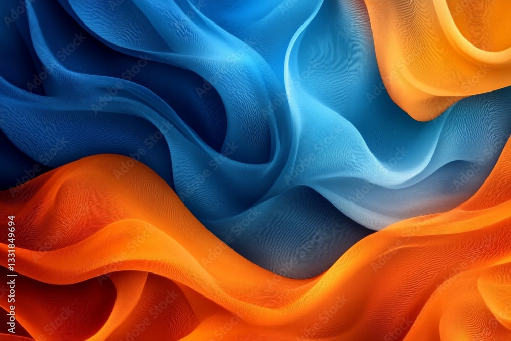 Aufkleber colorful waves of fabric create a dynamic visual display in shades of blue, orange, and cream