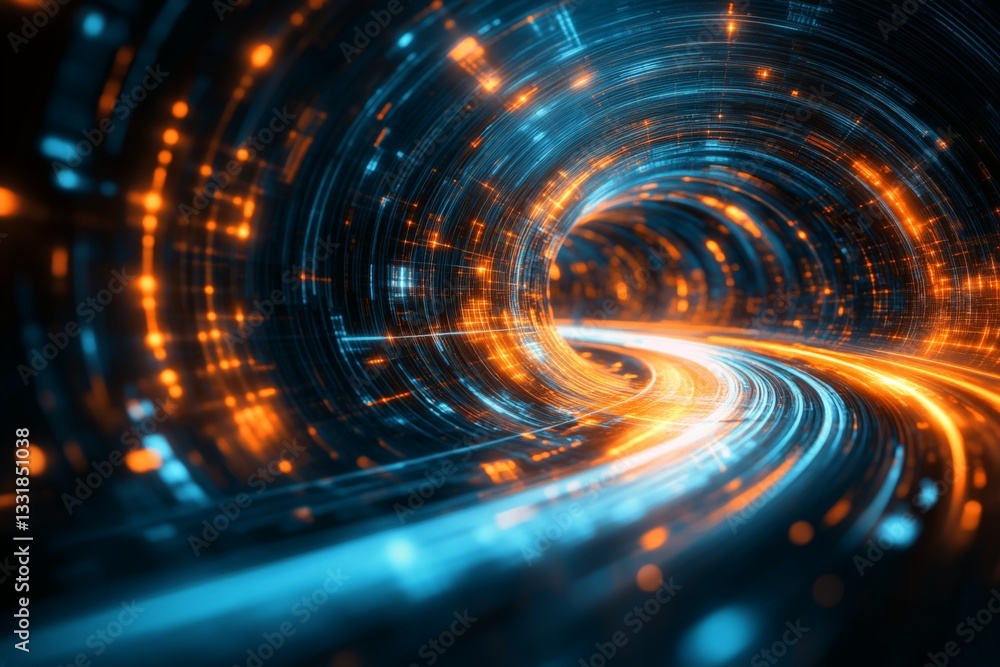 Aufkleber swirling lights and colors create a mesmerizing tunnel effect in a digital space of vibrant energy