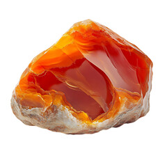 A Polished Piece of Carnelian with Fiery Red Orange Isolated on Transparent Background
