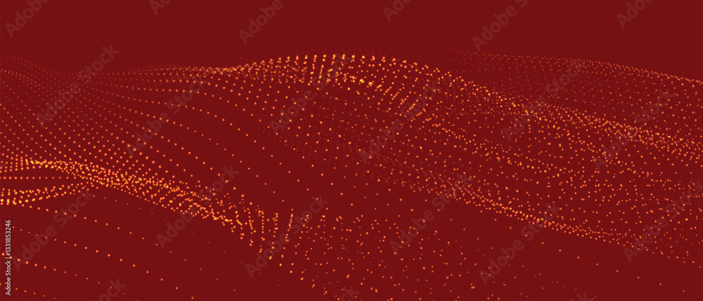 Poster futuristic dot wave. abstract digital particle wave. technology background. colored musical wave. li