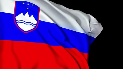 Slovenia flag waving in high-quality 4K slow motion against a black background perfect for patriotic videos national celebrations history documentaries cultural events and presentations