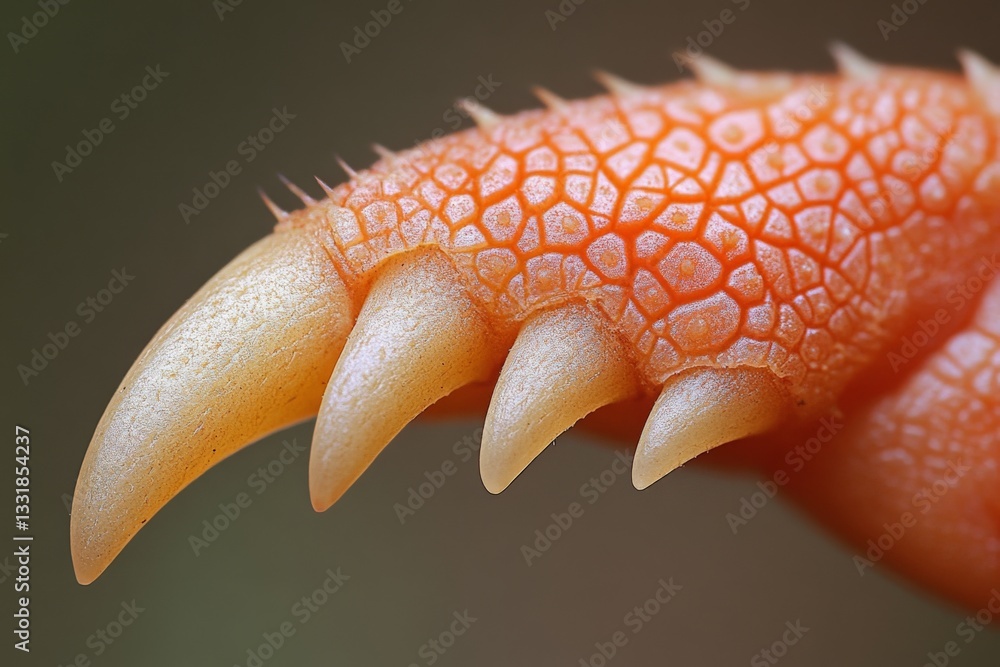 Poster Close-up view of a reptile claw showcasing intricate details and textures in natural light