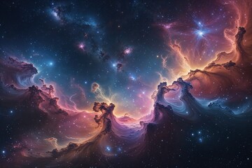Fototapeta premium Incredible Celestial Artwork Showcasing Colorful Nebulae Against a Starry Void