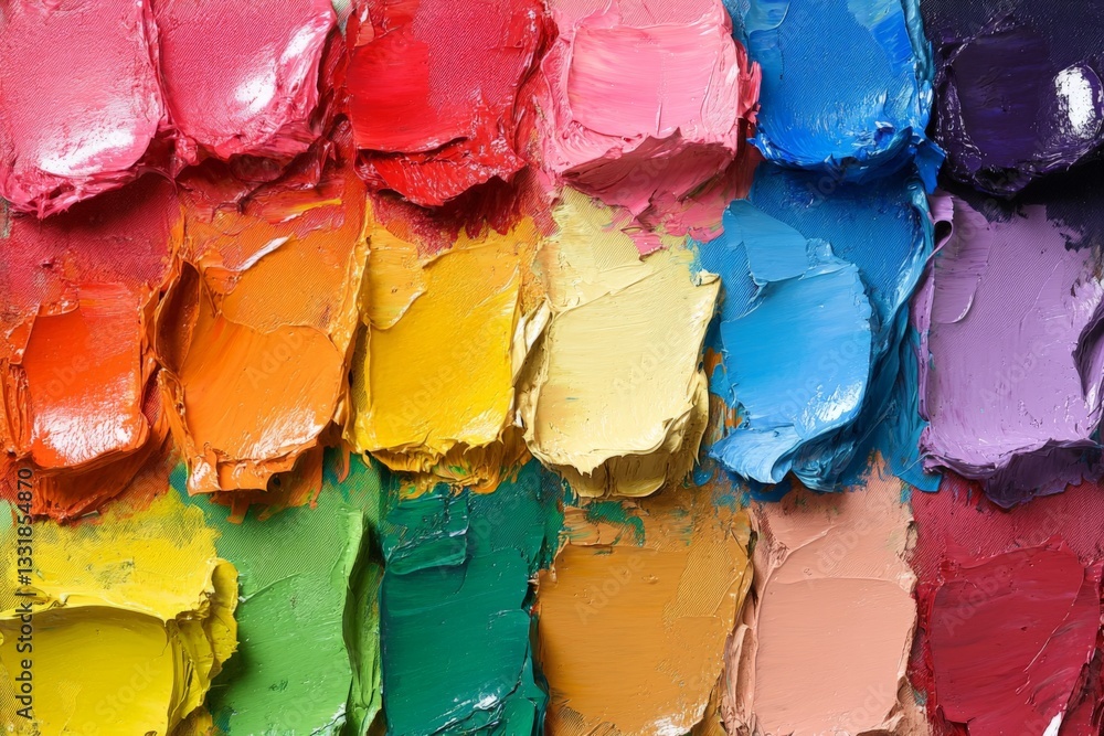 Aufkleber vibrant array of oil paint colors on a palette with smooth textures showcasing artistic potential