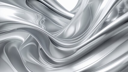 Obraz premium Silver Liquid Metal Abstract Flowing Swirl Design.