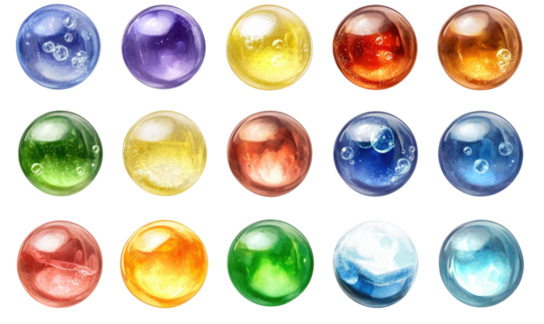 Set of bubbles isolated on transparent background