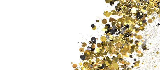 A vibrant and festive illustration of colorful confetti and ribbons swirling in a celebratory motion.