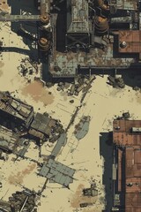 post apocalyptic rpg digital battlemap abandoned chemical plant wasteland survival adventure gaming terrain detailed fantasy setting dystopian landscape immersive roleplay experience