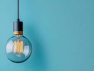 A single spherical light bulb hangs from a ceiling cable