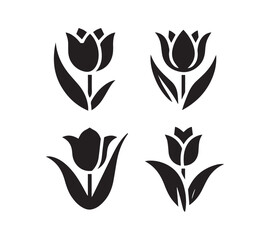 Black and White Silhouette set Tulip Designs