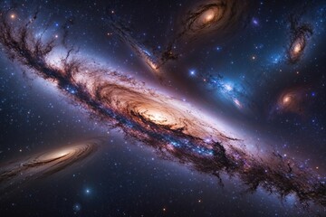 Fototapeta premium Cosmic Beauty and Exploration: A Voyage Through the Galaxy Trails and Nebulae