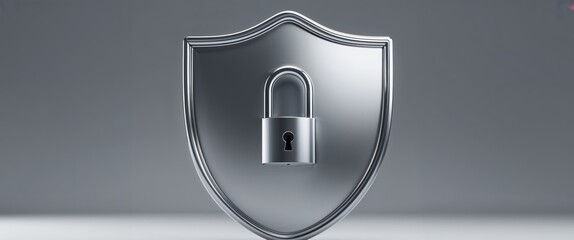Shield with Lock Symbolizing Security and Protection Conceptual Design.