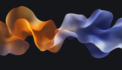Abstract Flowing Waves, Blue and Orange on Dark Background Vector Illustration of Data