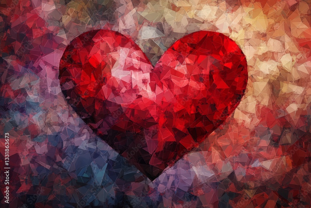 Poster vibrant heart design with abstract colors representing love and emotion in a creative artwork