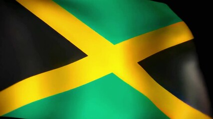 4K slow-motion video of the Jamaica flag waving against a black background, perfect for patriotic tributes, National Day, historical documentaries, and cultural pride.